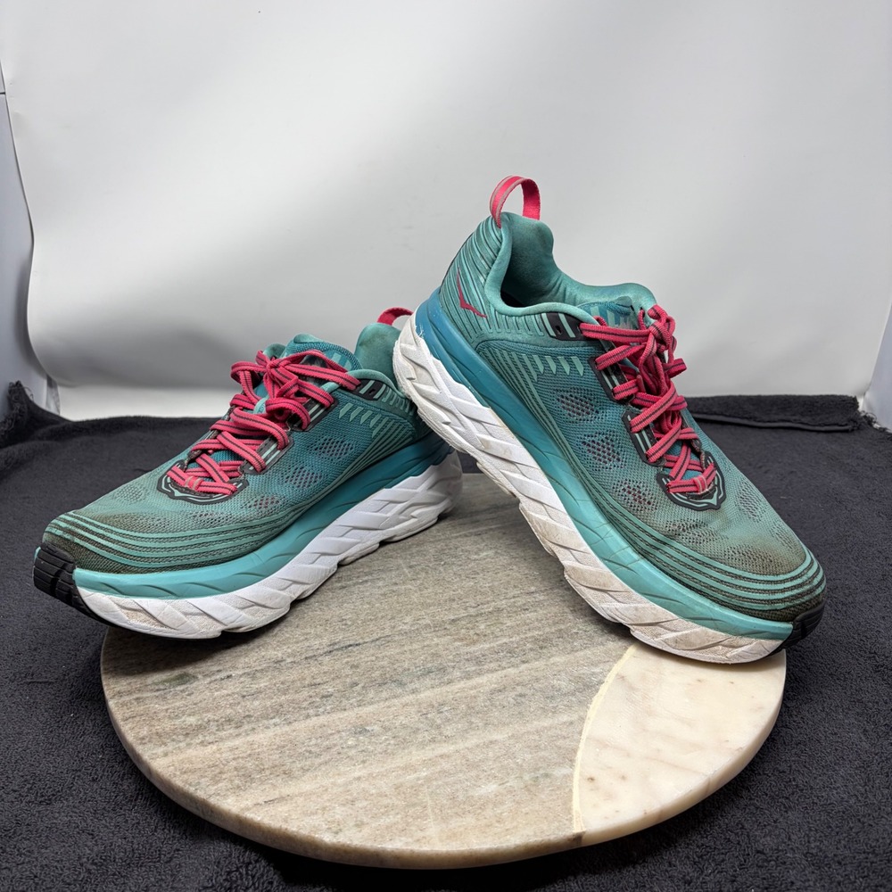 Hoka One One Bondi 6 Canton Green Blue Slate Womens Running Shoes 1019270 Sz 10